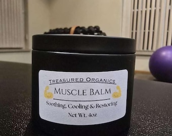 Bálsamo muscular totalmente natural: alivio artesanal para dolores musculares y musculares. Regalo de bienestar en lata para spa.