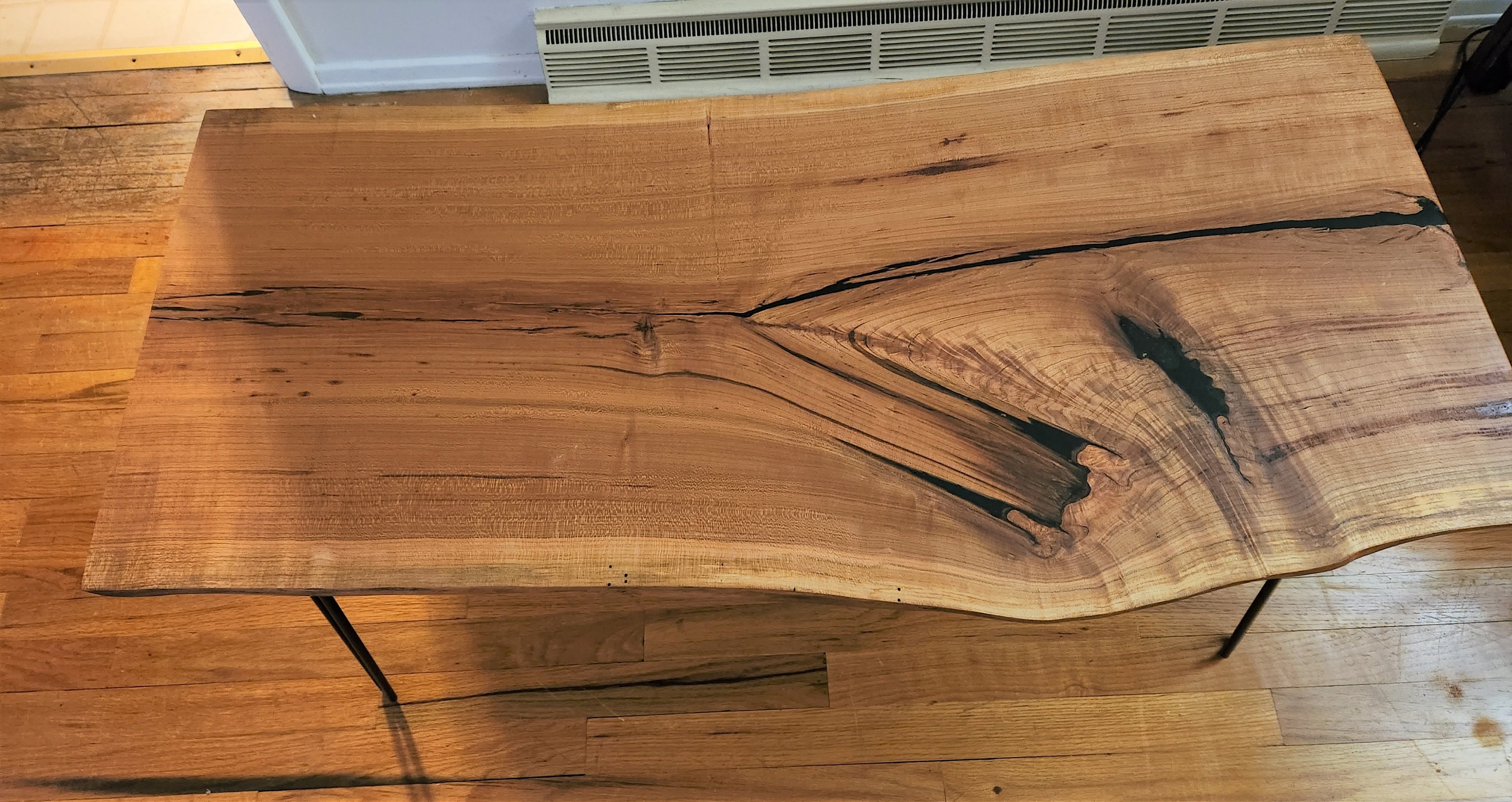 Live Edge Custom Cherry Coffee Table With Graphite Epoxy Fill Rubio ...