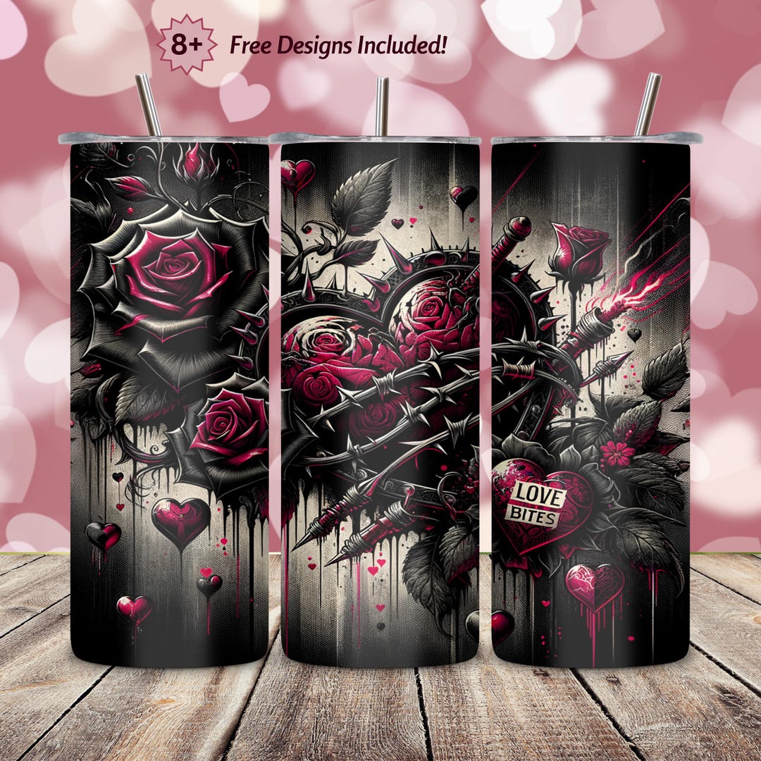 Gothic Anti-valentines 20oz Skinny Tumbler Sublimation Wrap, Grunge ...