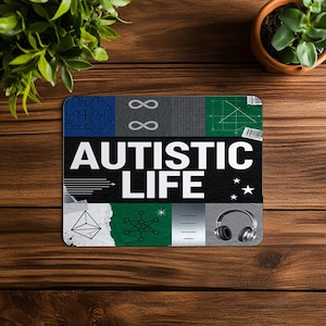 Autistic Life Mouse Pad PNG, Masculine Neurodivergent Desk Mat, Mental Health Awareness Office Decor, Commercial Use Digital File
