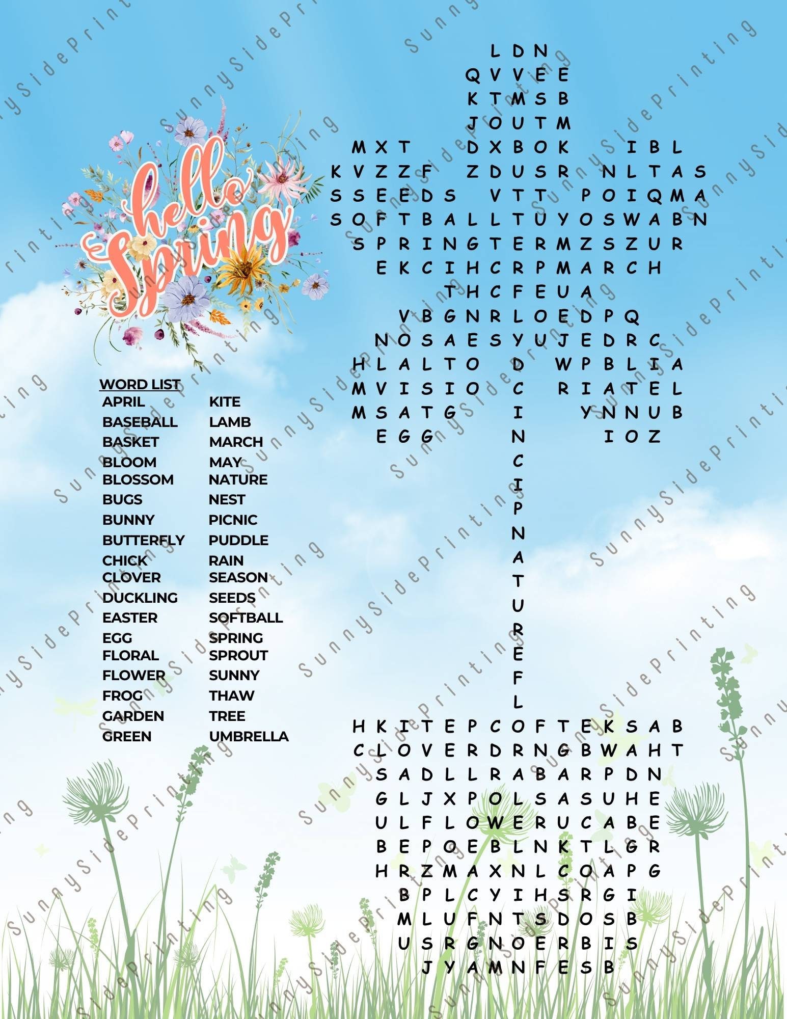 Spring Flower Word Search Classroom Activity Party Games Printable ...