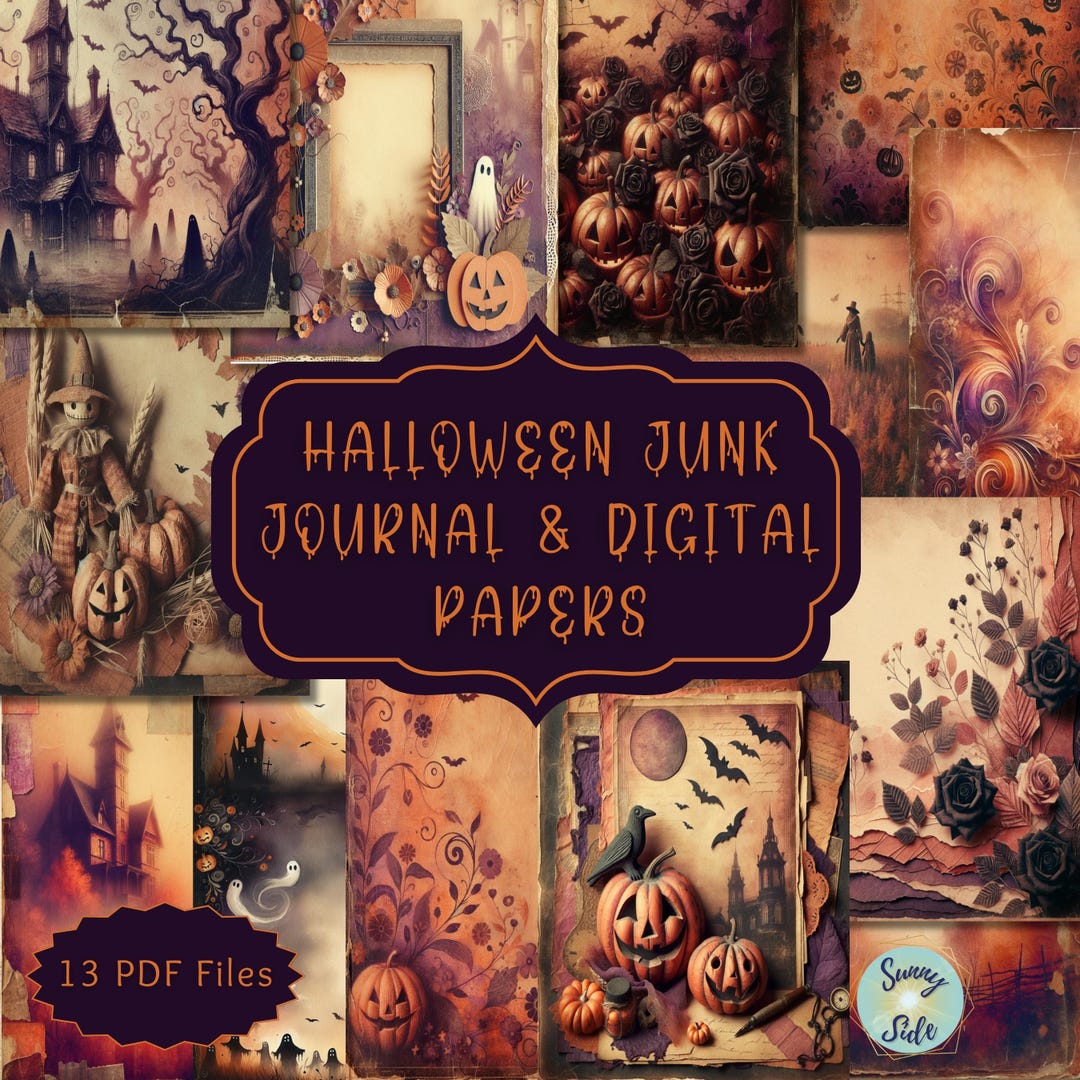 Halloween Digital Junk Journal Pages Vintage Spooky Ephemera Scrapbooks ...