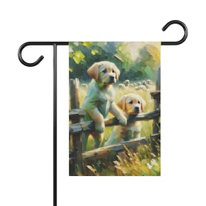 Labrador Retriever Puppies Garden Flag | Custom Outdoor Decor | Available in Two Sizes