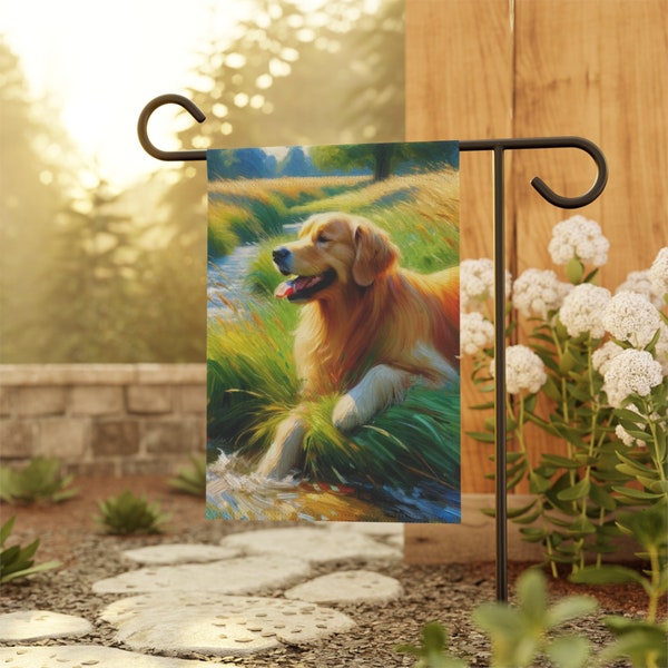 Golden Retriever Garden Flag for lawn or flagpole | Garden & House Banner