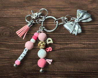Custom Beaded Keychain - Personalized Name Studio Keychain Bag Charm - Dancer Gift