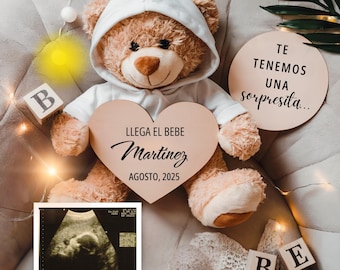 Spanish Pregnancy Announcement Video & Image | Gender Neutral, Editable (Canva)