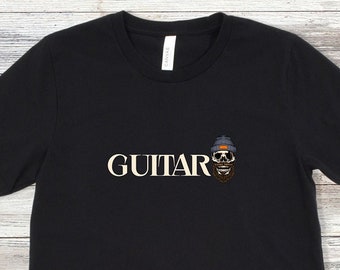 Chemise guitare, chemise tête de mort musique, t-shirt tête de mort, t-shirt guitare rock, chemise guitare unisexe, t-shirt tête de mort guitare, t-shirt guitare, cadeau guitariste