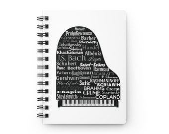Quaderno per compositori di pianoforte, quaderno con rilegatura a spirale, libro per pianista, quaderno di musica classica, libro per insegnanti di pianoforte, regalo per pianista, regalo per pianoforte