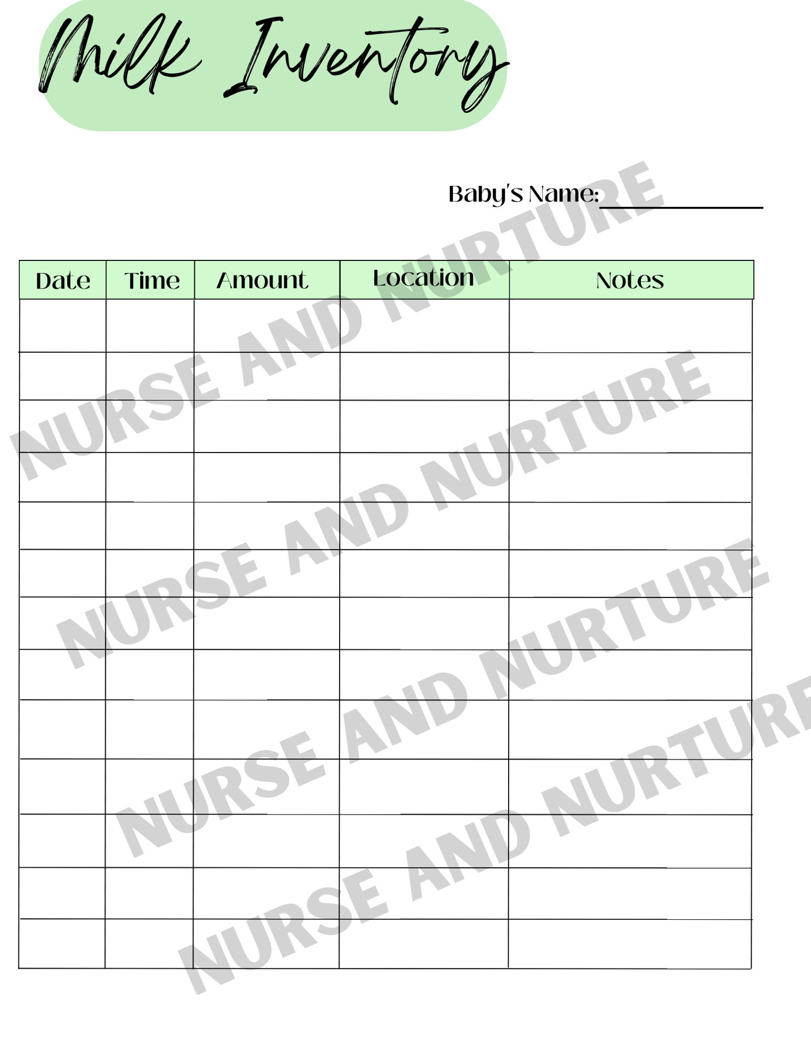 Milk Collection Log | Breastmilk Inventory Printable (PDF) - Etsy