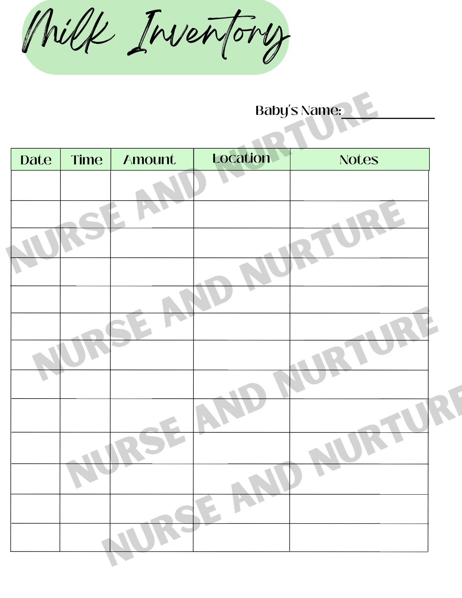 Milk Collection Log | Breastmilk Inventory Printable (PDF) - Etsy