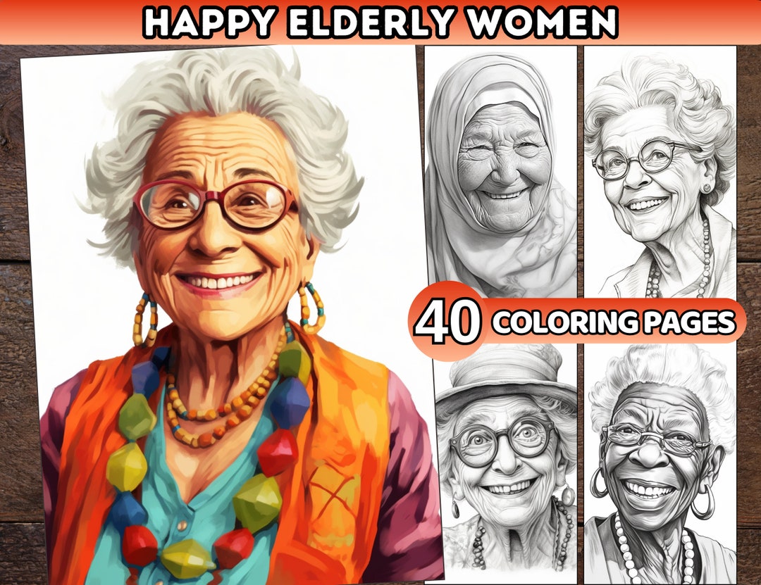 40 Happy Elderly Women Coloring - Il 1080xN.5629494995 7hgz 
