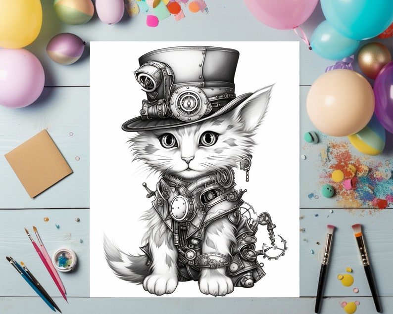 Steampunk Animals Coloring Pages Steampunk Adults Coloring Etsy