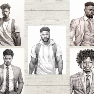 Handsome Black Men Coloring Pages for Adult Coloring Book Printable PDF ...