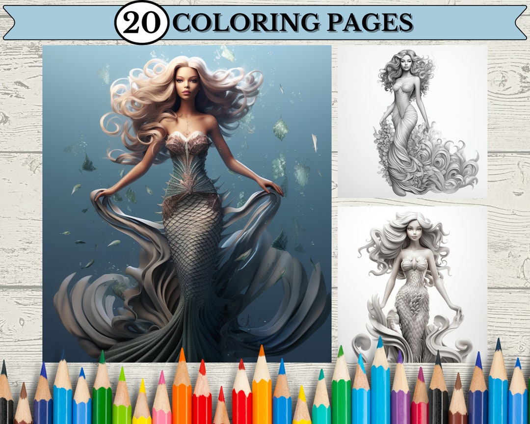 20 Mermaid Coloring Pages for Adults & Kids, Realistic Mermaid