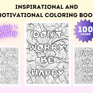 100+ Motivational Quotes Coloring Pages: Adult Relaxation (PDF)