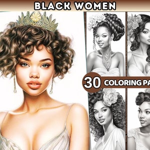 Beautiful Black Women Coloring Pages for Adults Grayscale Coloring Books African portrait beauty woman Printable Coloring beauty inspiration