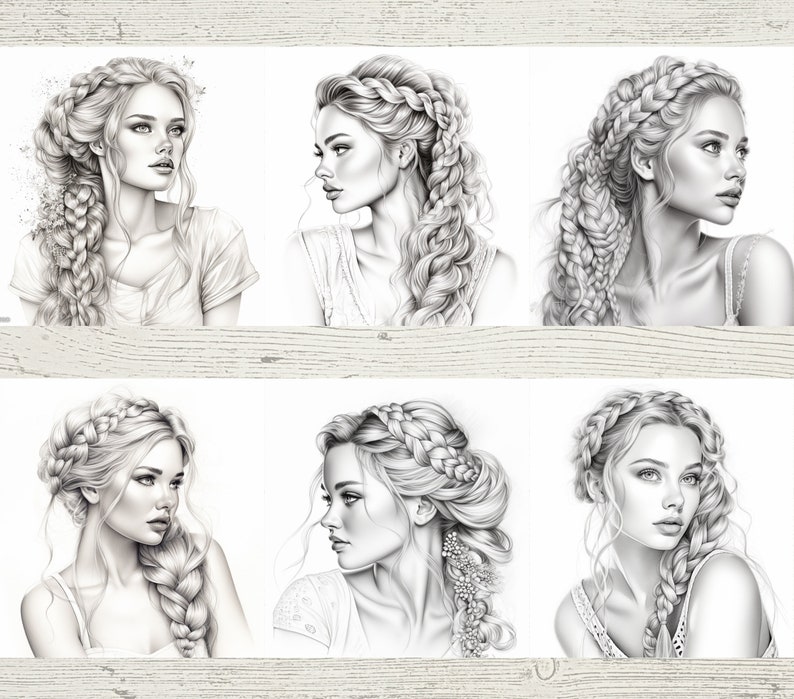 Adult Coloring Pages Beautiful Woman Printable Book Grayscale - Etsy