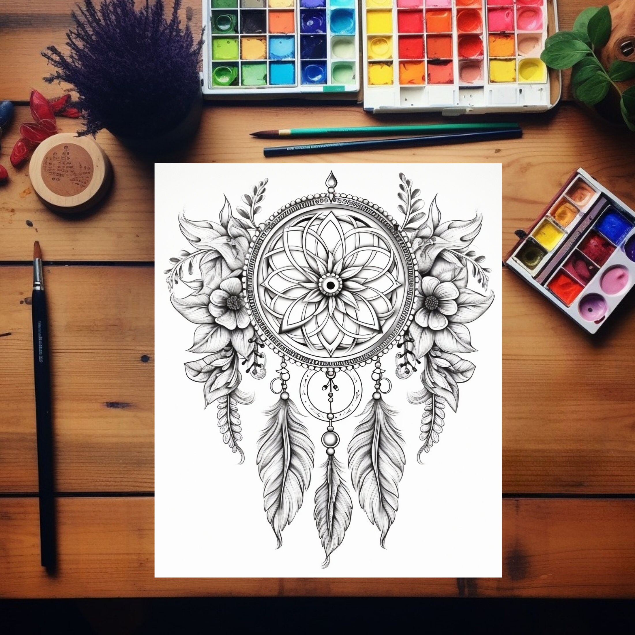 10 Dream Catcher Coloring Pages for Relaxing Creativity