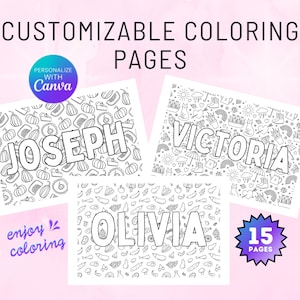 Customizable Coloring Pages Editable Custom Name Coloring Page for Kids Printable Child Coloring Pages Family Activity personalized gift png