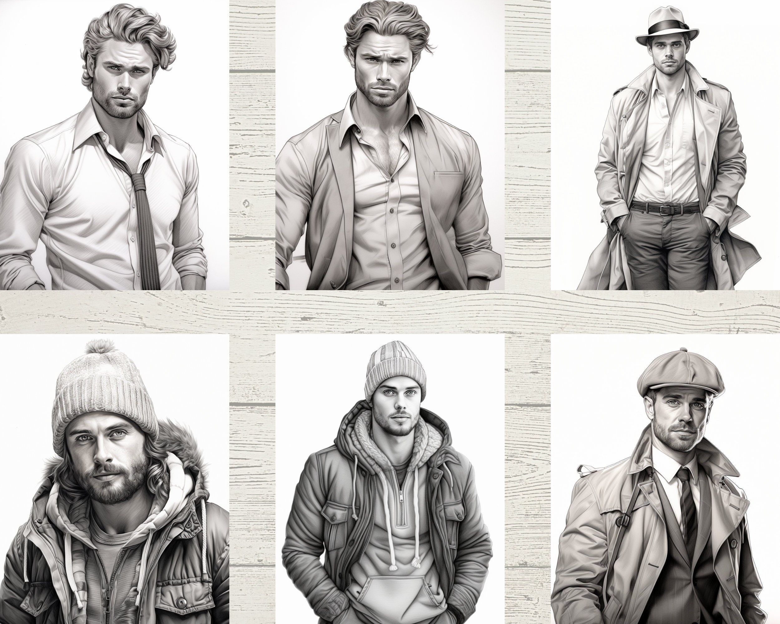 Handsome Men Coloring Pages for Adults Printable Adult Coloring Book ...