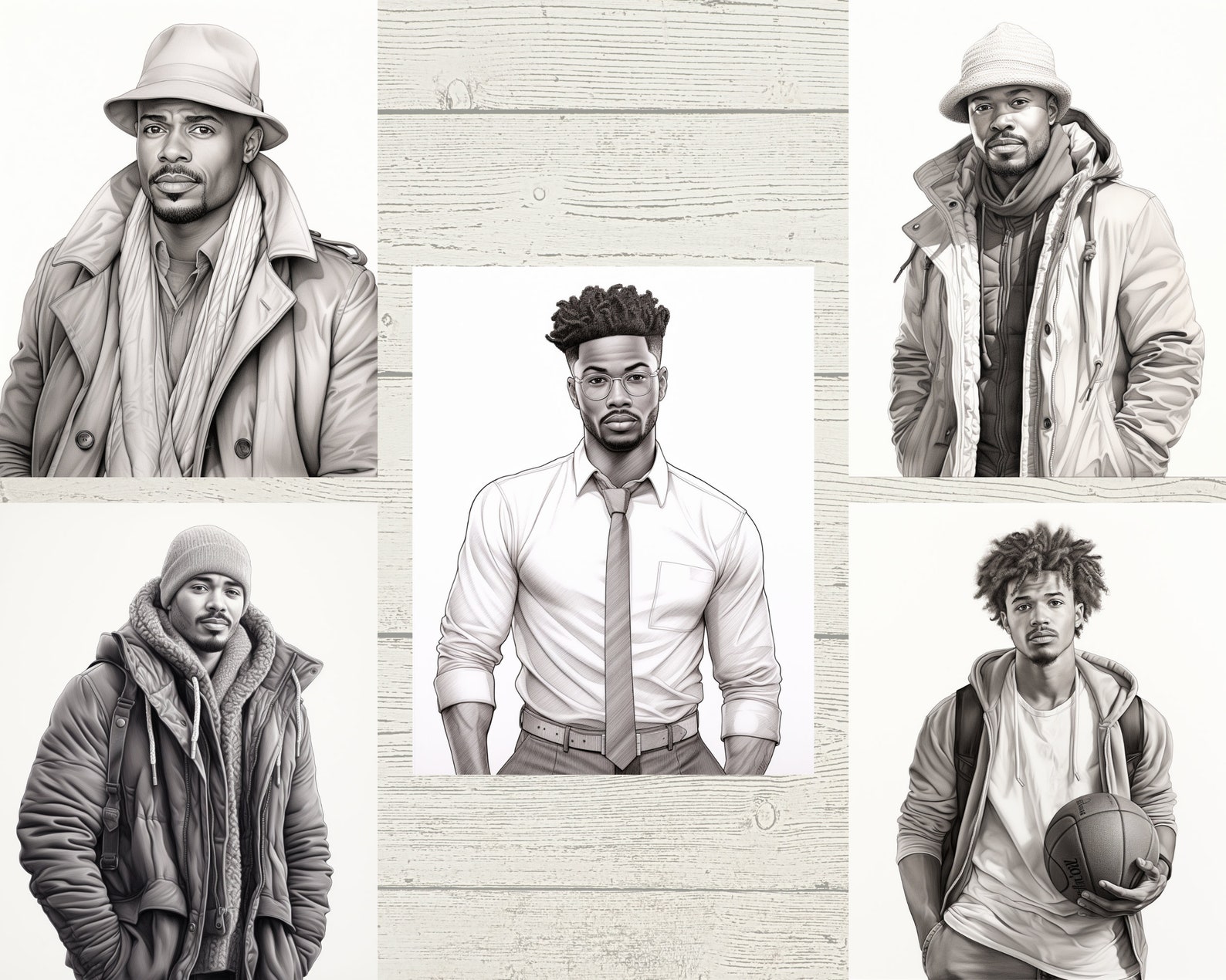 Handsome Black Men Coloring Pages for Adult Coloring Book Printable PDF ...