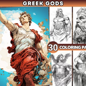 30 Greek Gods Coloring Book for Adults Printable Coloring Pages Fantasy History Coloring Pages  Digital Coloring Mythological Olympian Gods