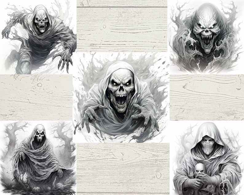 Scary Ghost Horror Vibes Coloring Pages Halloween Coloring - Etsy