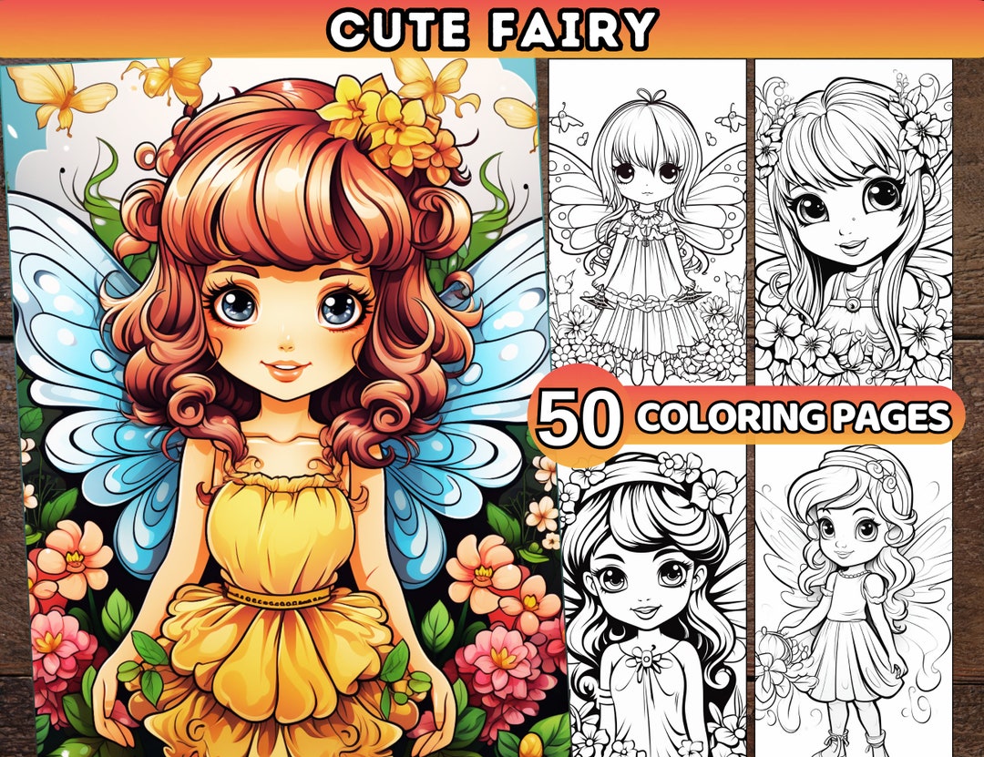 Fairy Coloring Pages for Kids Cute Coloring Book Printable Coloring ...