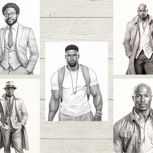 Handsome Black Men Coloring Pages for Adult Coloring Book Printable PDF ...