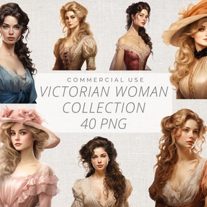 40 Viktorianische Frau Portrait Clipart PNG Frauen Clipart Frau Porträts Scrapbook Junk Journal Kommerzielle Nutzung Digitale Frau Illustration