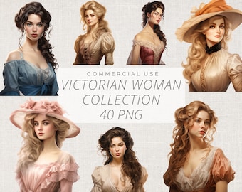 40 Viktorianische Frau Portrait Clipart PNG Frauen Clipart Frau Porträts Scrapbook Junk Journal Kommerzielle Nutzung Digitale Frau Illustration