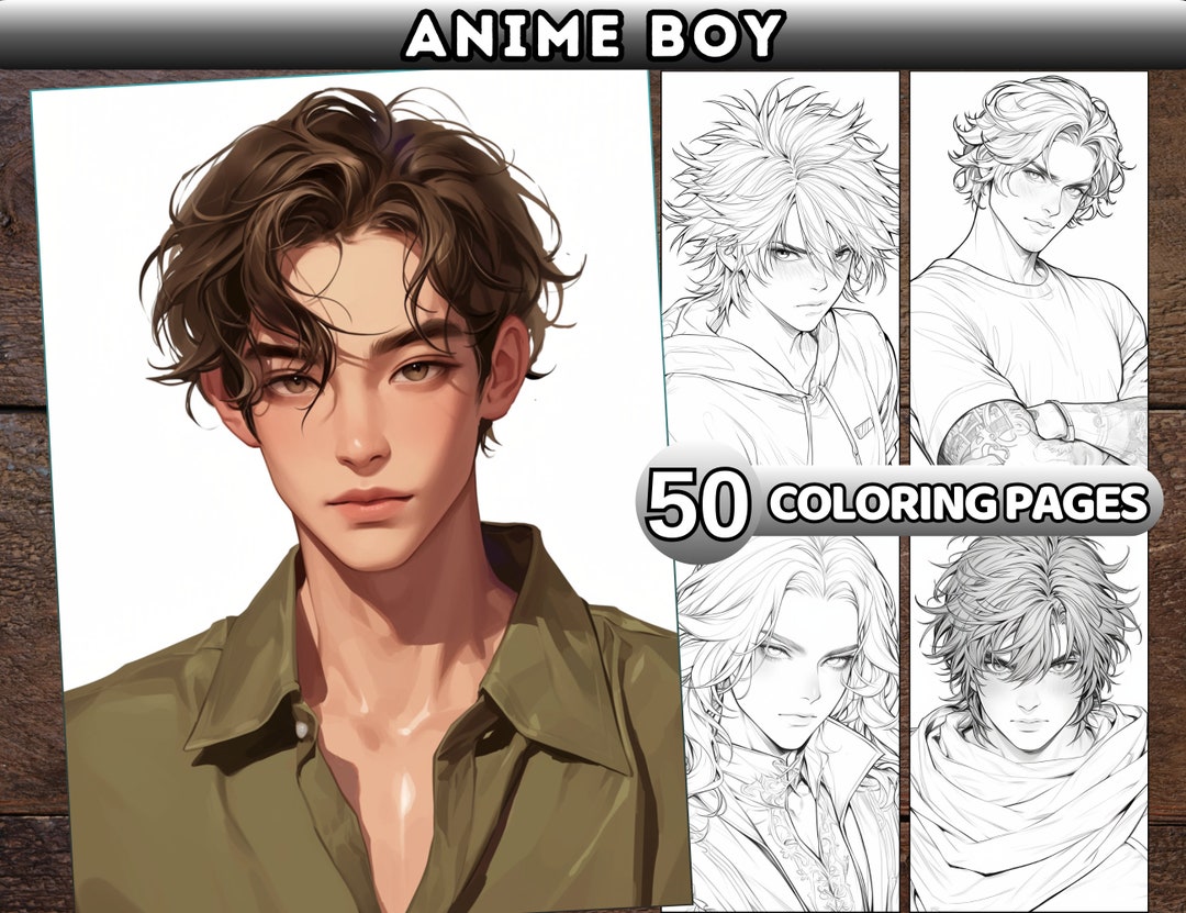 Anime Boy Coloring Book for Adults Manga Anime Coloring Pages Anime Man ...