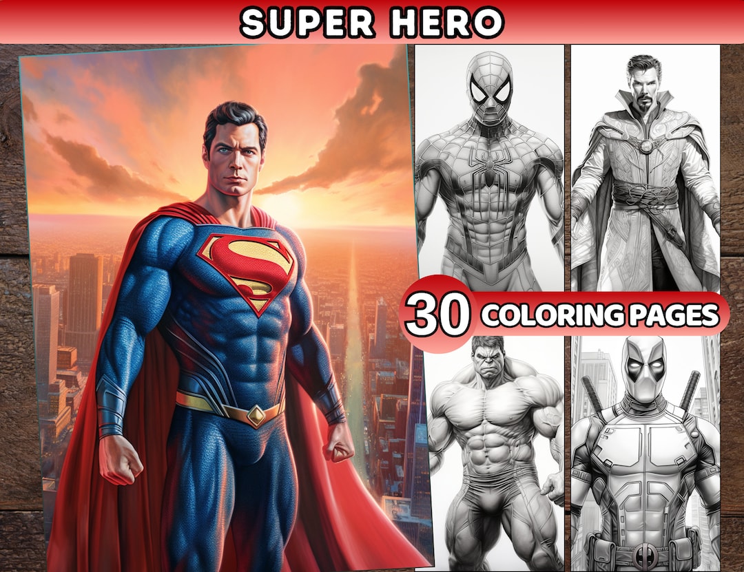 Superhero Coloring Book for Adults Premium Hero Coloring Pages ...