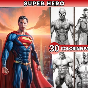 Superhero Coloring Book for Adults Premium Hero Coloring Pages Printable Avengers Coloring pages Digital coloring book pages PDF