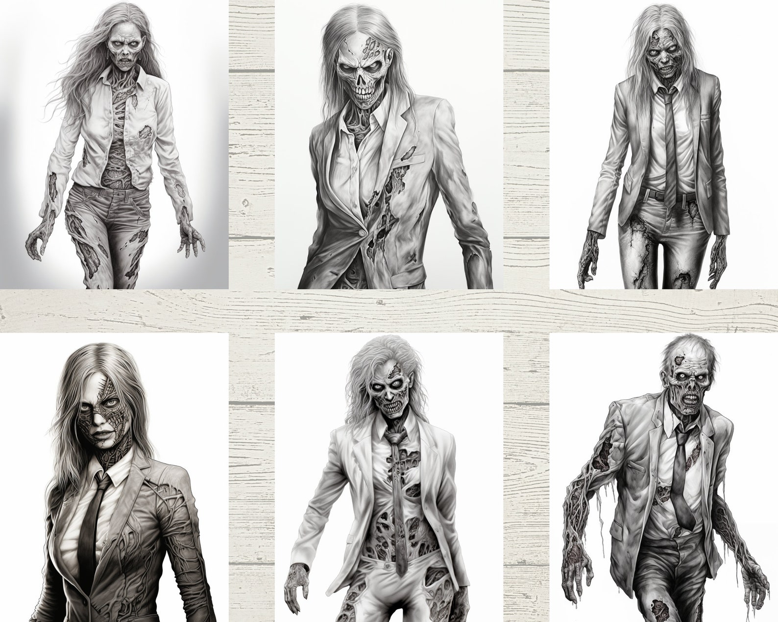 Scary Zombie Coloring Pages for Adults Printable Grayscale Coloring ...