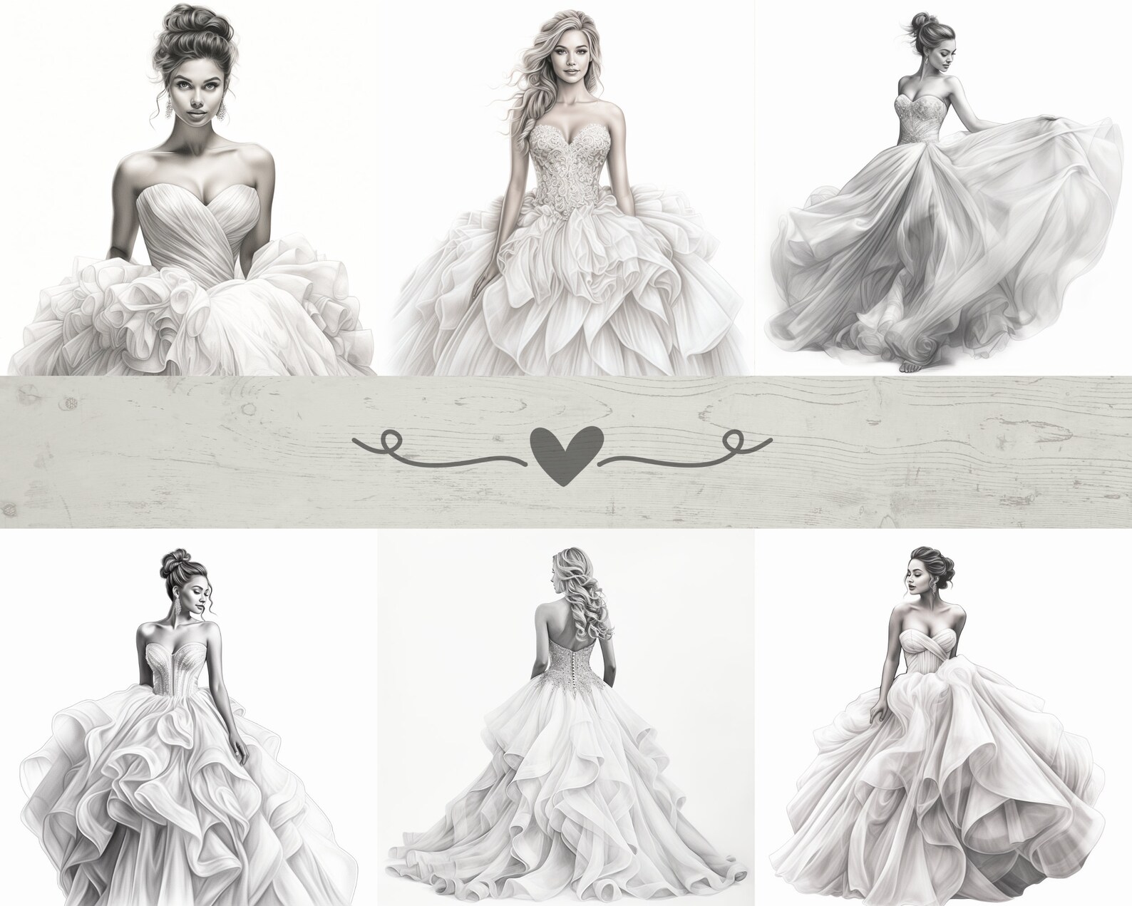 Realistic Bridal Coloring Pages For Adult Wedding Coloring Etsy