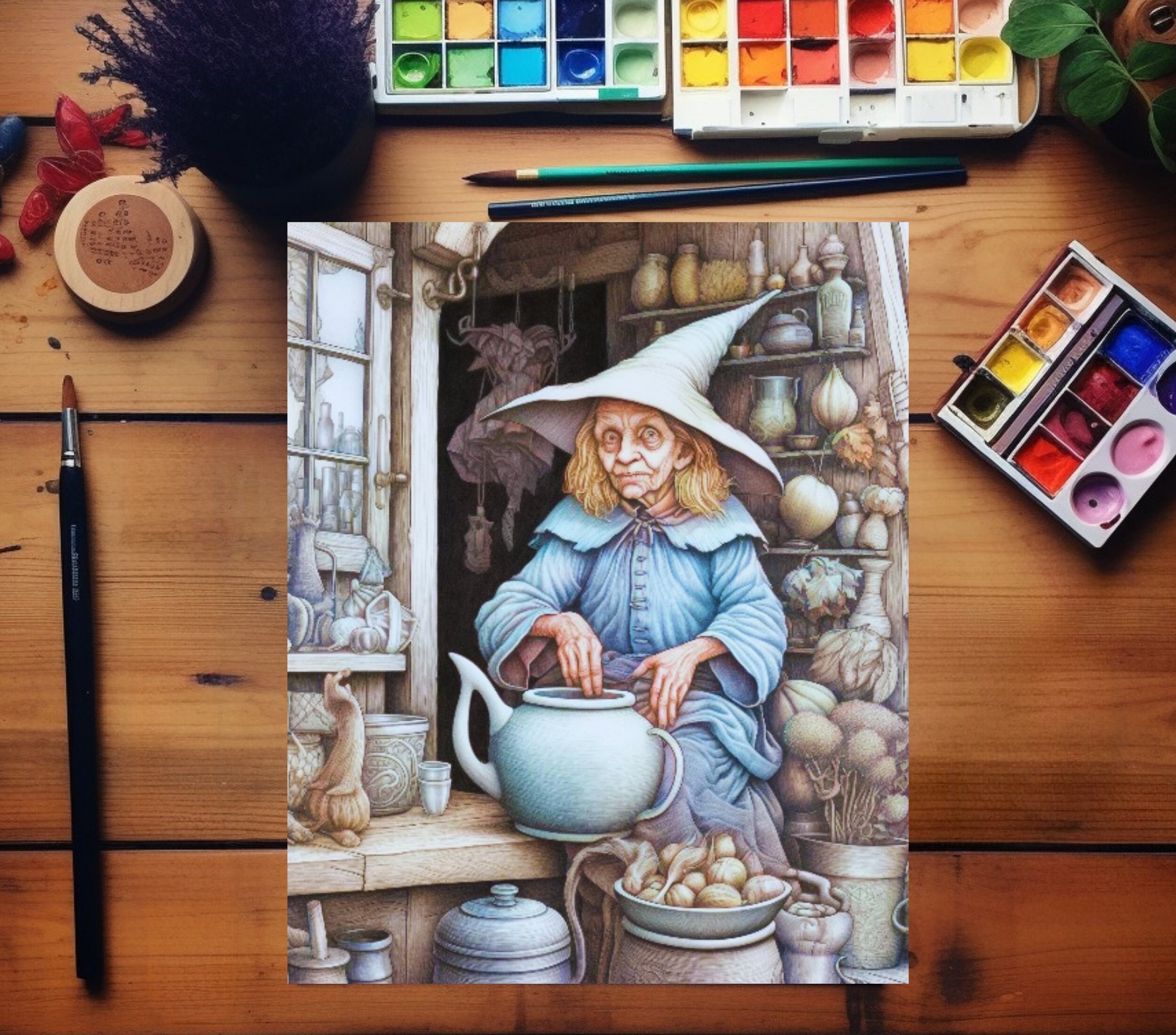 Scary Witches and Sorcerers Coloring Pages for Adults and Teens, Witch ...