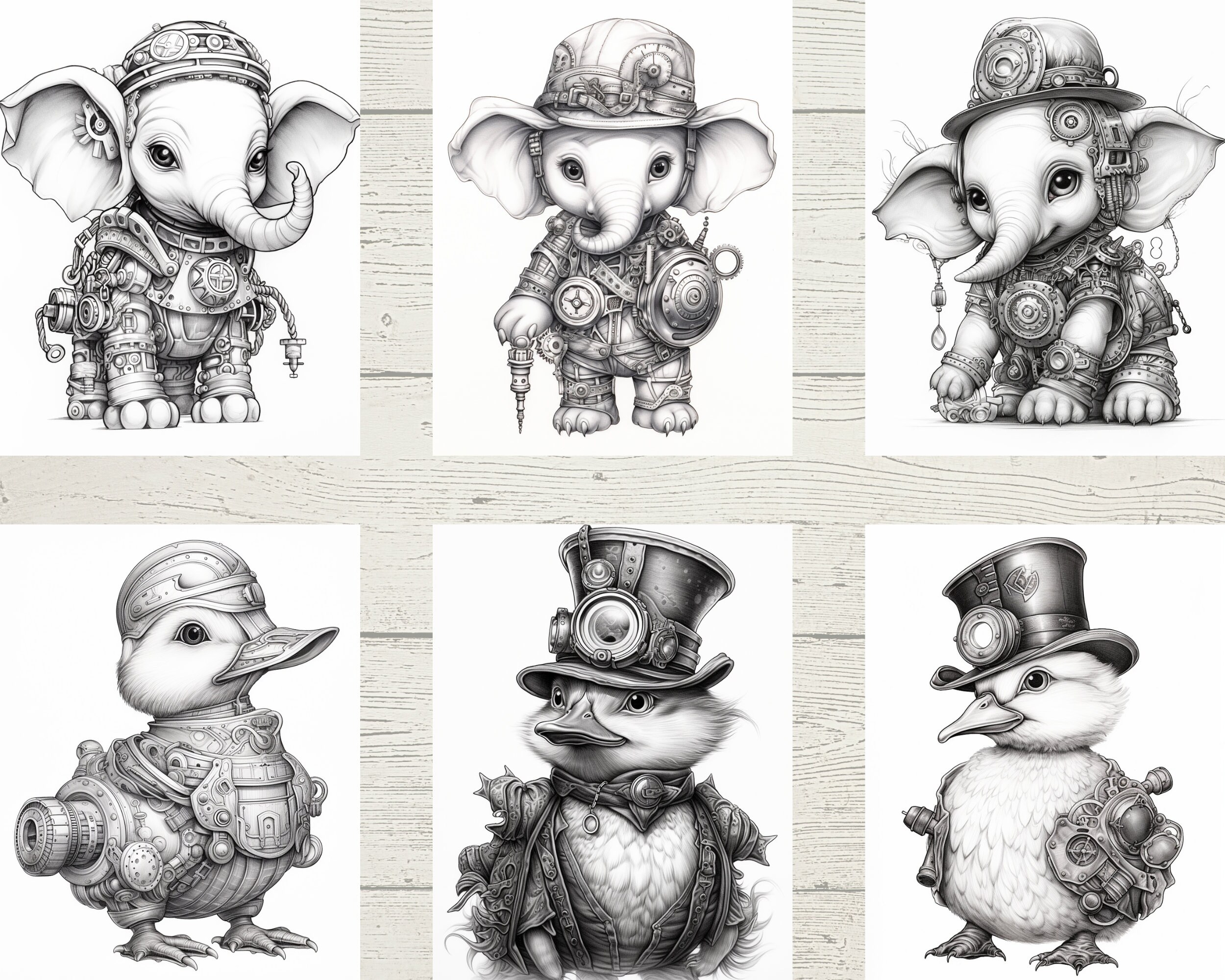 Steampunk Animals Coloring Pages Steampunk Adults Coloring - Etsy