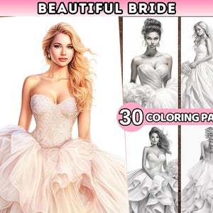 30 Bride Coloring Pages for adult Wedding Coloring Book Bridal Coloring Book Femme Coloring Sheets Printable Beautiful Lady coloring page