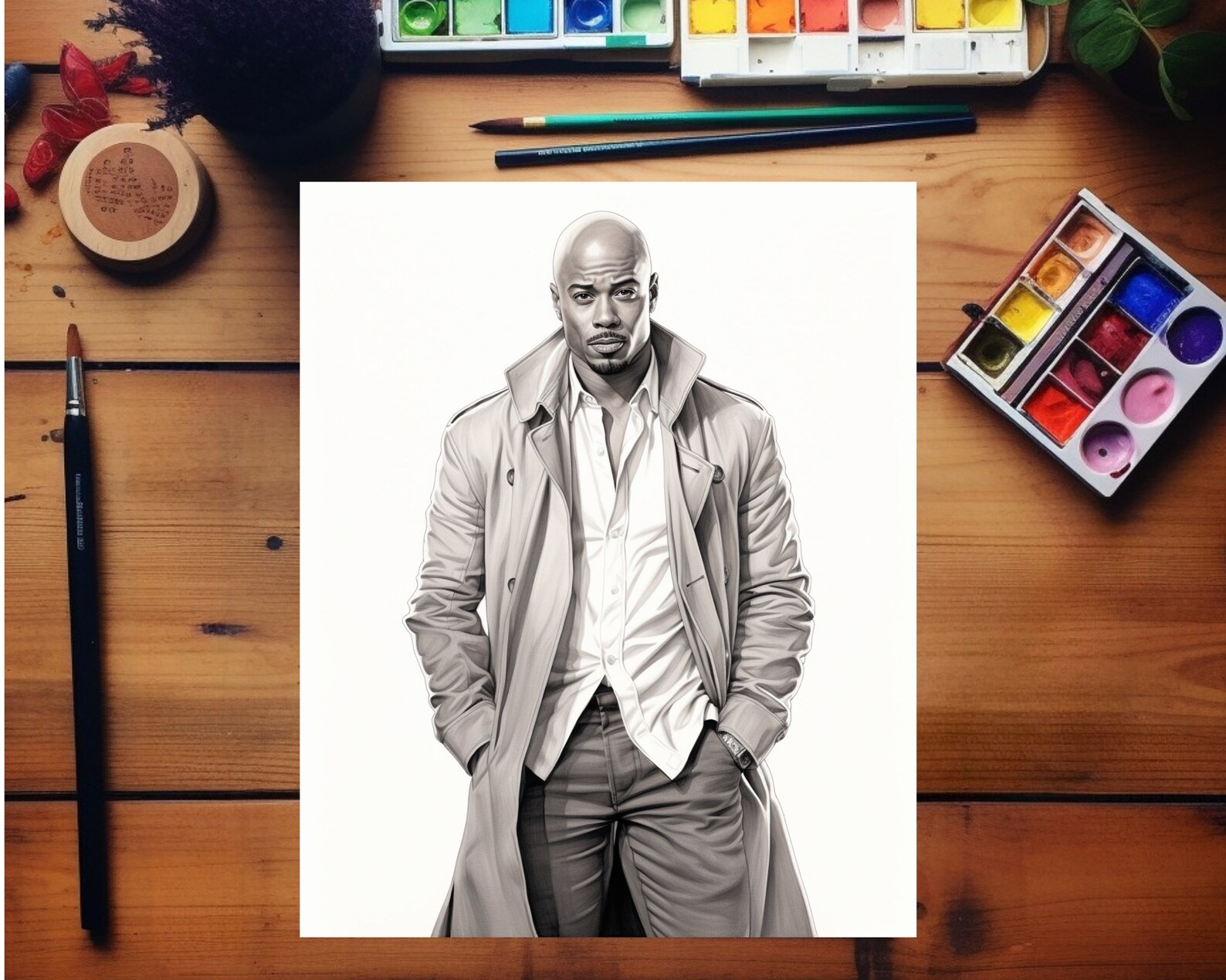 Handsome Black Men Coloring Pages for Adult Coloring Book Printable PDF ...