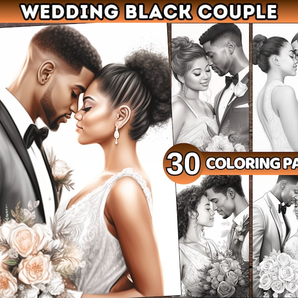 Wedding Coloring Pages Adults & kids Wedding Black Couple Coloring Book Valentine Day Gift idea PDF Valentines day coloring black people