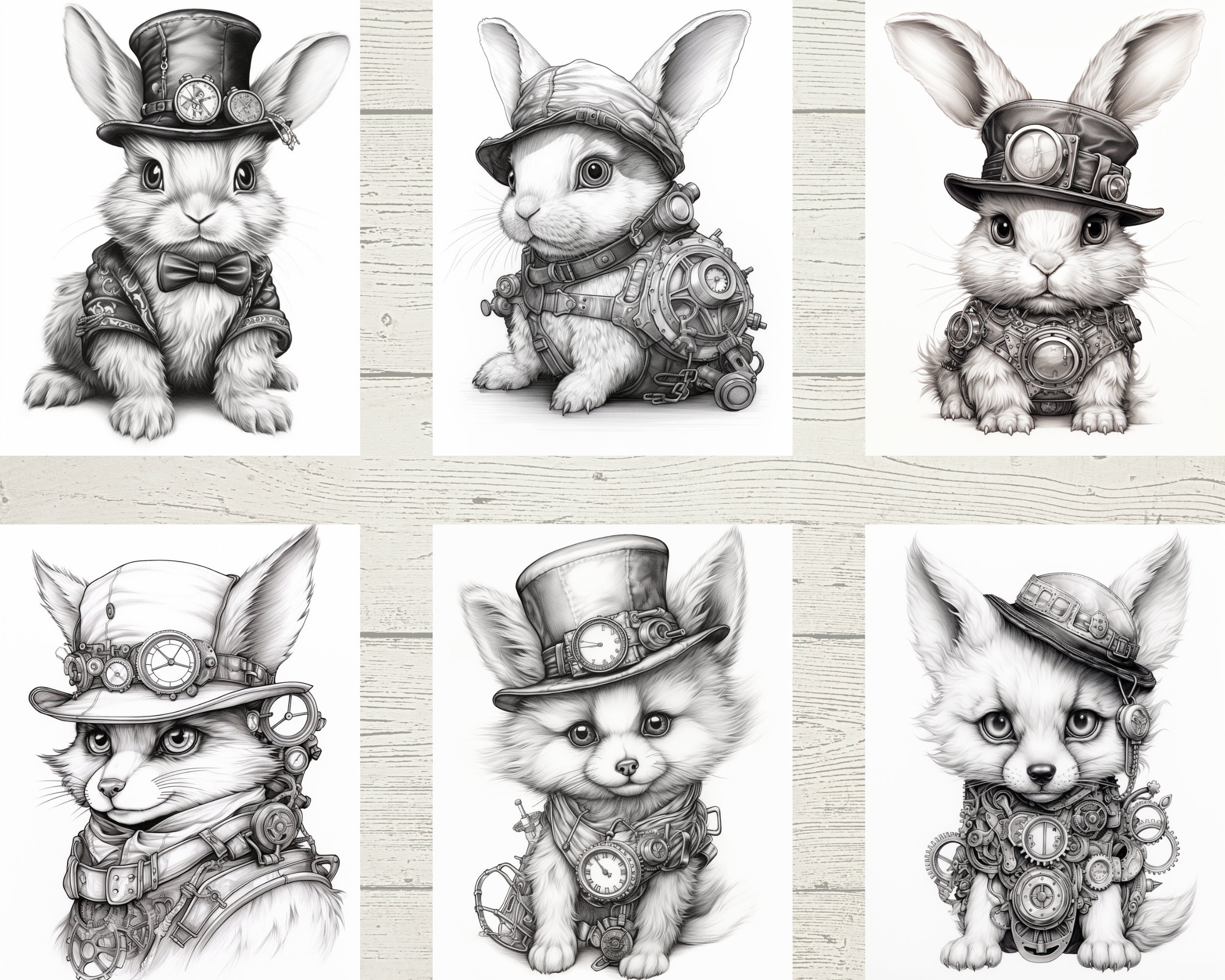 Steampunk Animals Coloring Pages Steampunk Adults Coloring - Etsy