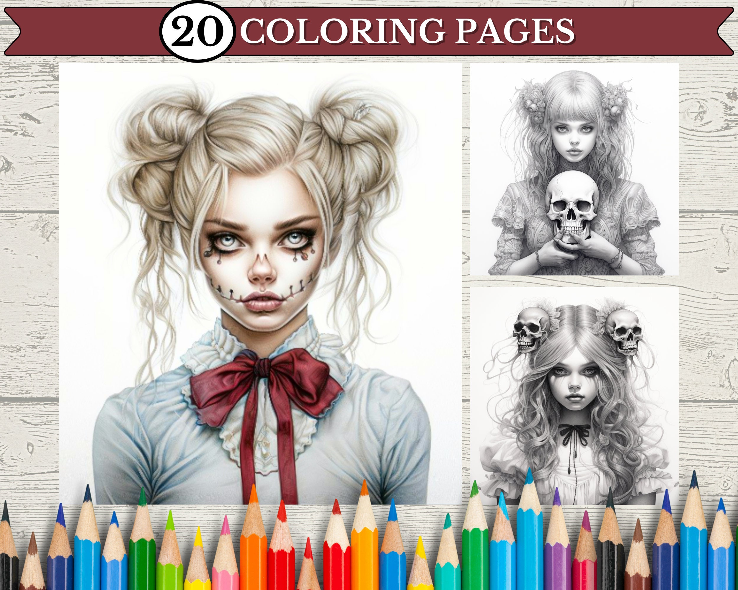 halloween-coloring-pages-for-adults-or-kids-20-skull-girl-etsy
