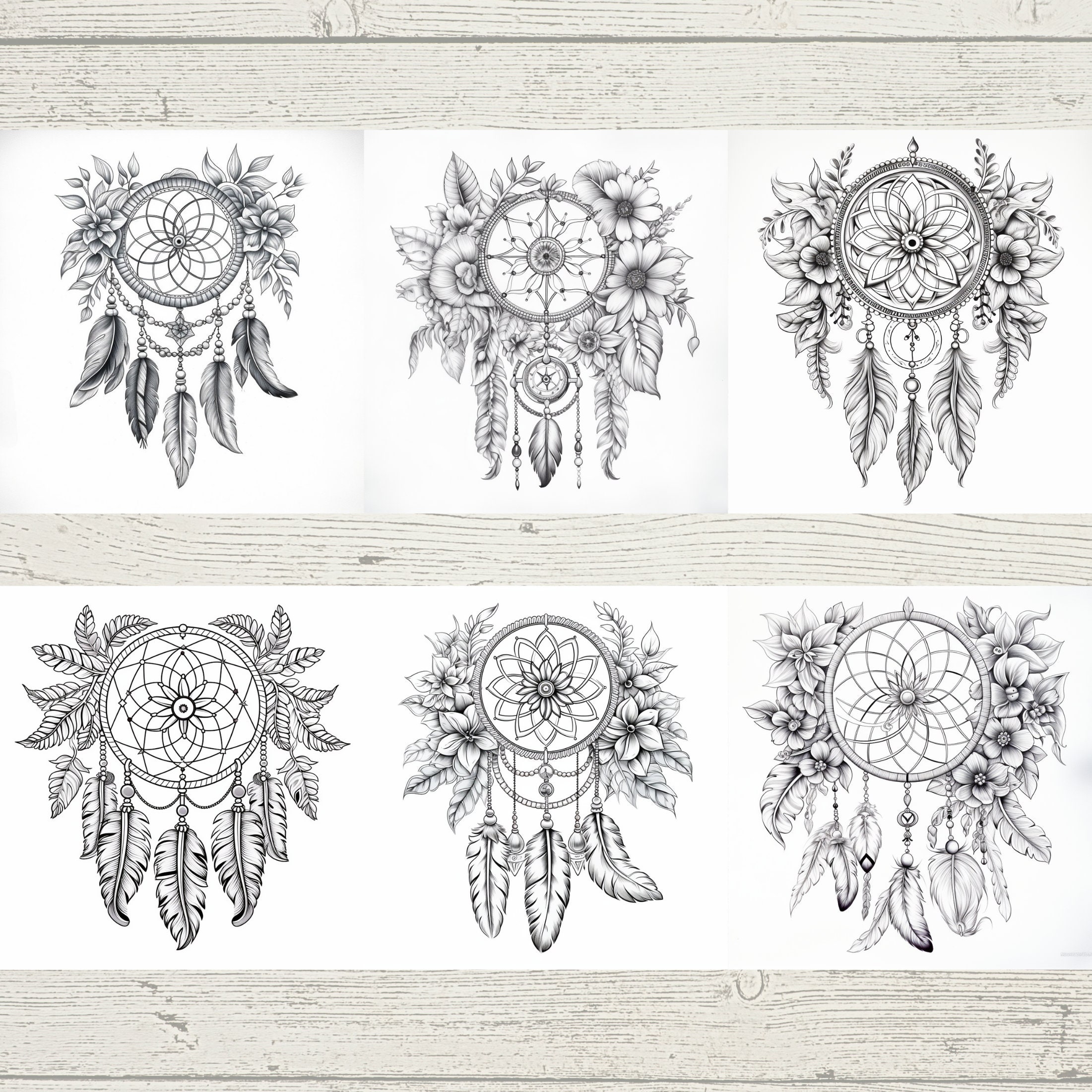 Dream Catchers Coloring Pages for Adults Kids Grayscale - Etsy