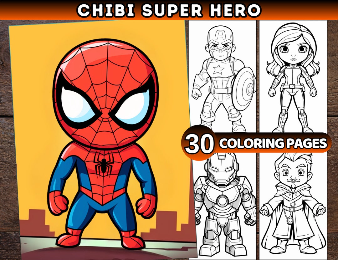Superhero Coloring Book for Kids or Adults Cartoon Hero Coloring Pages ...