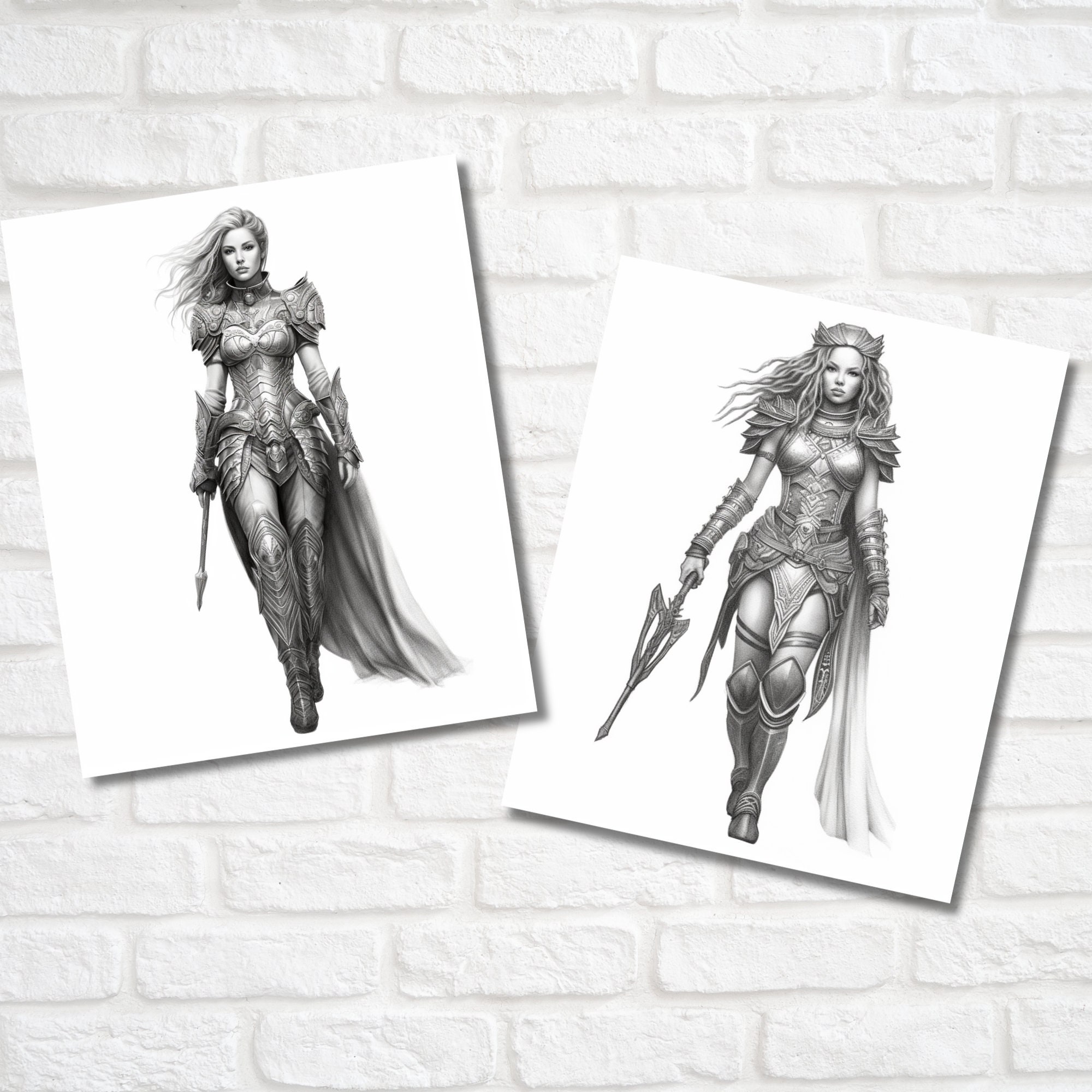 10 Warrior Woman Coloring Book Pages for Adult & Kids Strong - Etsy