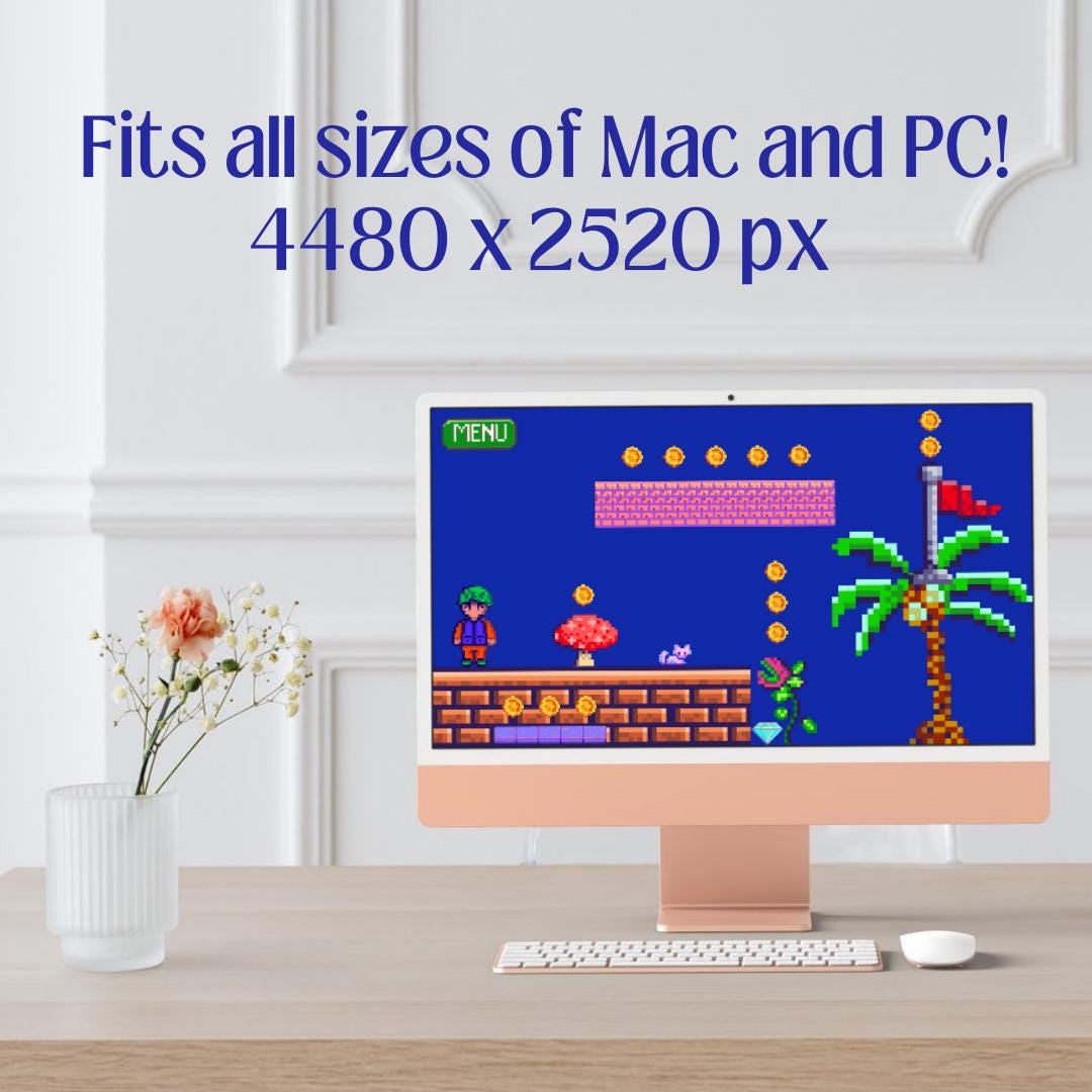 Gamer Desktop Wallpaper, Retro Video Game Pixel Art Digital Wallpaper ...