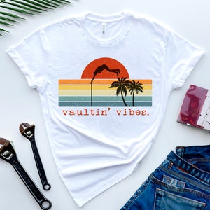 Unisex Pole vault t-shirt, Pole Vault Shirt, Retro Road Trip VW Bus, pole vault shirt, pole vault gift for mom dad son or daughter