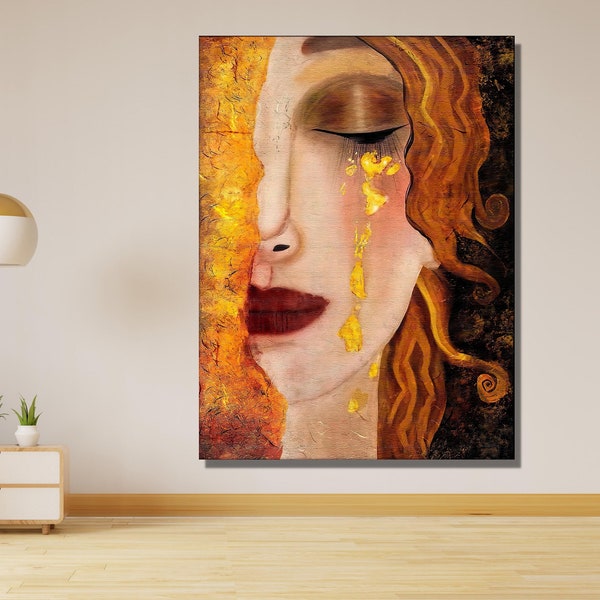 Las lágrimas doradas imprimen lienzo listo para colgar, impresión de reproducción de Gustav Klimt, arte de pared de Gustav Klimt, reproducción de arte, arte de pared de lienzo de Klimt