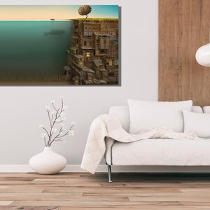 CVHOMEDECO. Wandkunst „Roter Baum“ – 37,5 X 21,6 Cm, Handbemalt, 3D-Effekt, Fertig Gerahmt